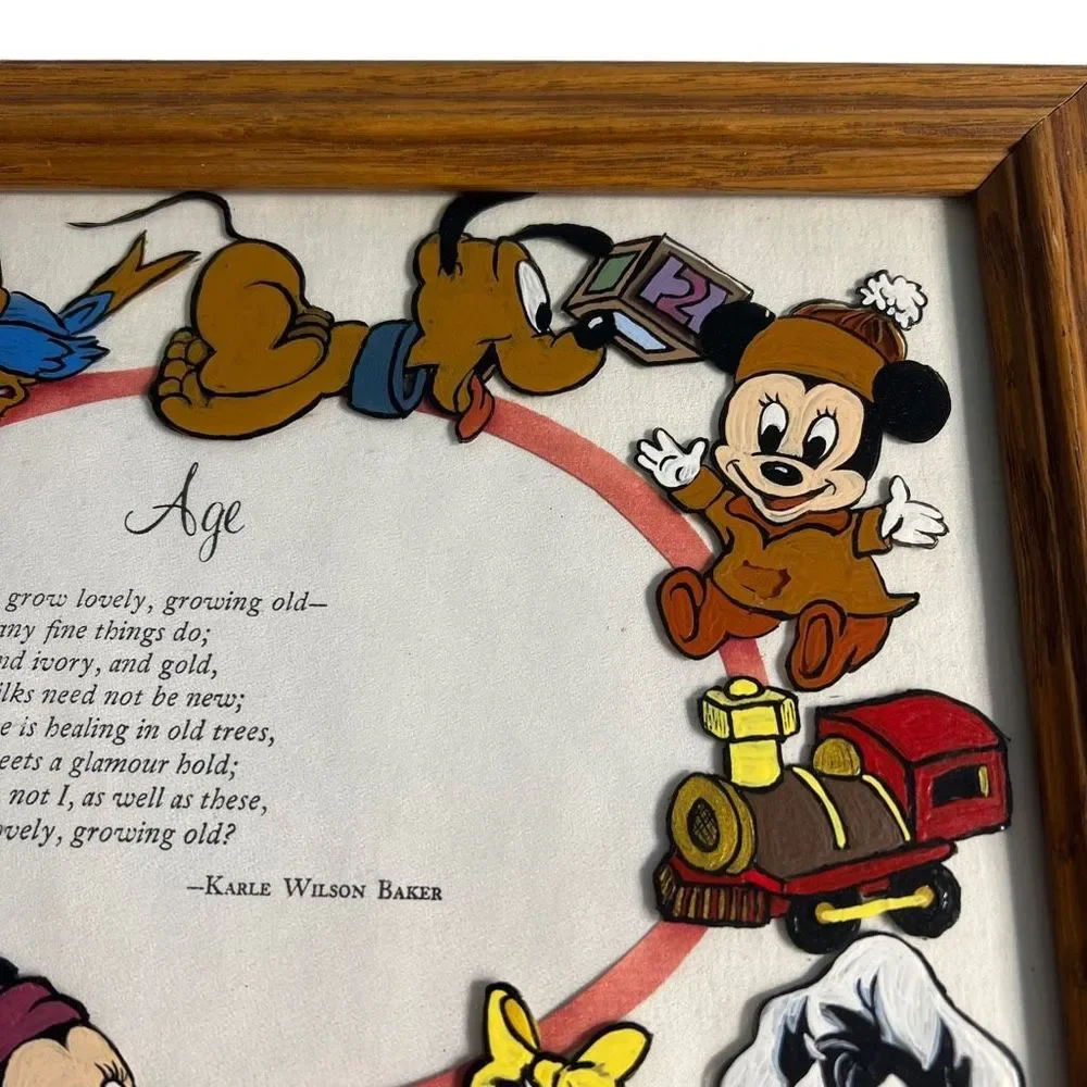 Nursery Decor Wall Hanging Framed Poem With‎ Hand Painted Disney Babies 9.5